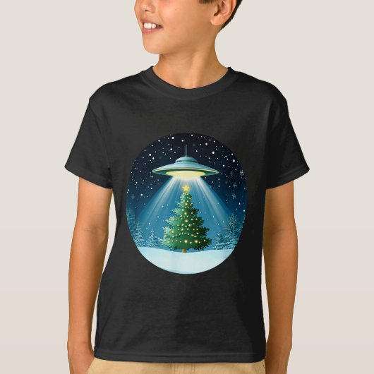 Christmas Tree Beamed By Ufo For Interstellar Holi T-shirt (Voorkant)