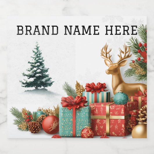 Christmas Tree Beverage Sticker Set – Brand Name (Enkel label)