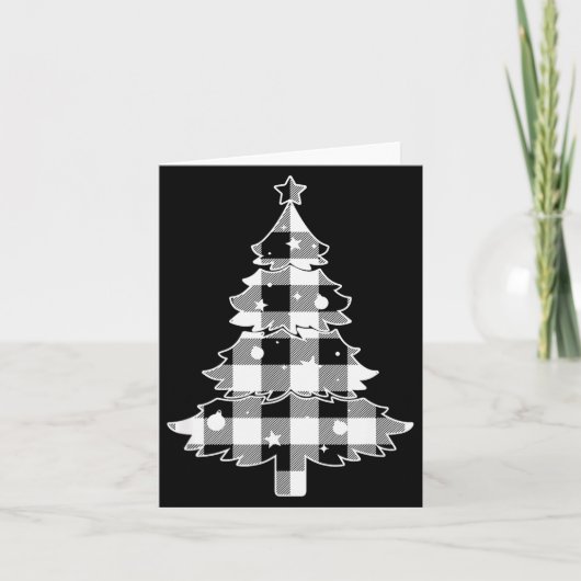 Christmas Tree Black &amp; White Buffalo Plaid Mer Kaart (Voorkant)