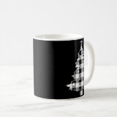 Christmas Tree Black &amp; White Buffalo Plaid Mer Koffiemok (Voorkant rechts)