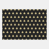 Christmas Tree Black And Gold Reindeer Pattern Inpakpapier Vel (Voorkant 3)