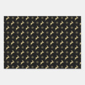 Christmas Tree Black And Gold Reindeer Pattern Inpakpapier Vel (Voorkant 2)