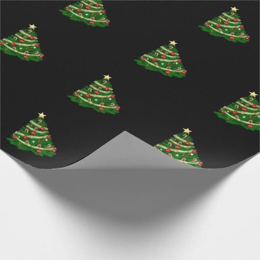 Christmas Tree Black Gift Wrapping Paper  Cadeaupapier (Hoek)