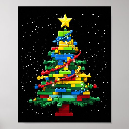 Christmas Tree Block Brick Building Xmas Master Bu Poster (Voorkant)
