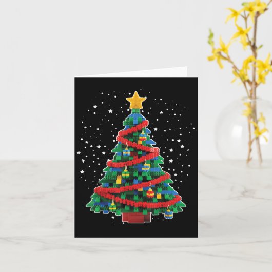 Christmas Tree Block Building Builder Brick Christ Kaart (Gele Bloem)