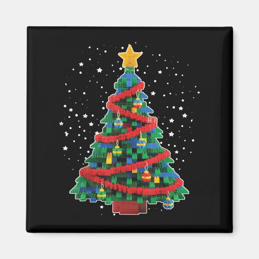 Christmas Tree Block Building Builder Brick Christ Magneet (Voorkant)