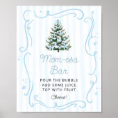 Christmas Tree Blue Baby Shower Mom-osa Bar Poster (Voorkant)