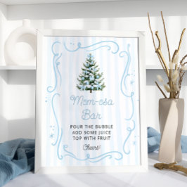 Christmas Tree Blue Baby Shower Mom-osa Bar Poster
