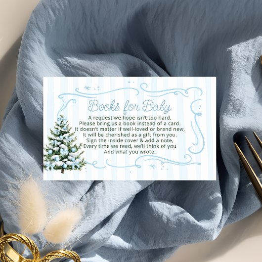 Christmas Tree Blue Bows Books for Baby Ticket Informatiekaartje