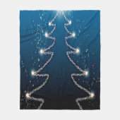 Christmas Tree Blue Sky Shiny Stars Rustic Elegant Fleece Deken (Voorkant)