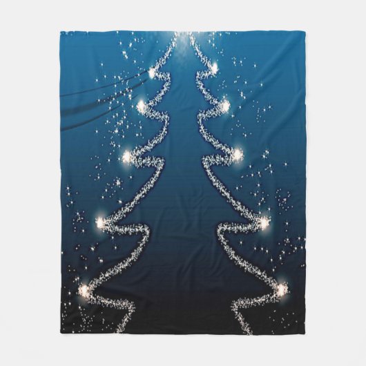 Christmas Tree Blue Sky Shiny Stars Rustic Elegant Fleece Deken (Voorkant)
