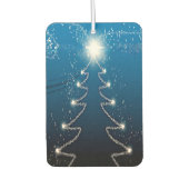 Christmas Tree Blue Sky Shiny Stars Rustic Elegant Luchtverfrisser (Voorkant)
