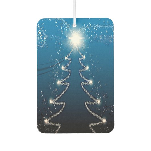 Christmas Tree Blue Sky Shiny Stars Rustic Elegant Luchtverfrisser (Voorkant)