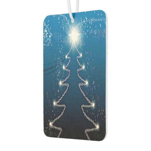 Christmas Tree Blue Sky Shiny Stars Rustic Elegant Luchtverfrisser (Links)