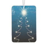 Christmas Tree Blue Sky Shiny Stars Rustic Elegant Luchtverfrisser (Achterkant)