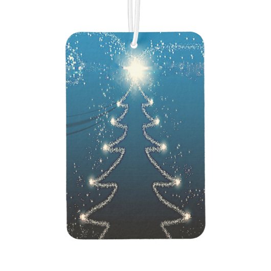 Christmas Tree Blue Sky Shiny Stars Rustic Elegant Luchtverfrisser (Achterkant)