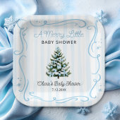 Christmas Tree Blue Winter Baby Shower Papieren Bordje