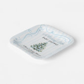 Christmas Tree Blue Winter Baby Shower Papieren Bordje (Gebogen)