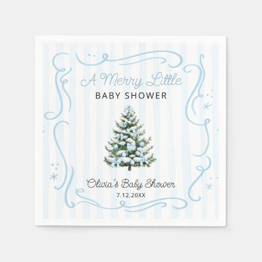 Christmas Tree Blue Winter Baby Shower Servet (Voorkant)