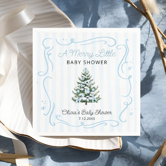 Christmas Tree Blue Winter Baby Shower Servet