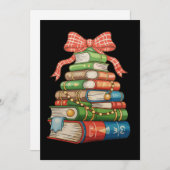 Christmas Tree Books Bow Reading Librarian Teacher Feestdagenkaart (Voorkant / Achterkant)