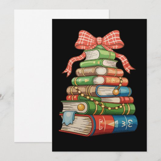 Christmas Tree Books Bow Reading Librarian Teacher Feestdagenkaart (Voorkant / Achterkant)
