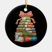 Christmas Tree Books Bow Reading Librarian Teacher Keramisch Ornament (Voorkant)