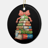 Christmas Tree Books Bow Reading Librarian Teacher Keramisch Ornament (Links)
