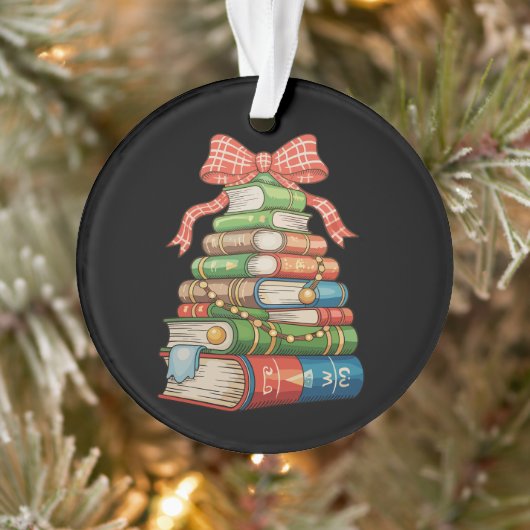 Christmas Tree Books Bow Reading Librarian Teacher Ornament (Boom)