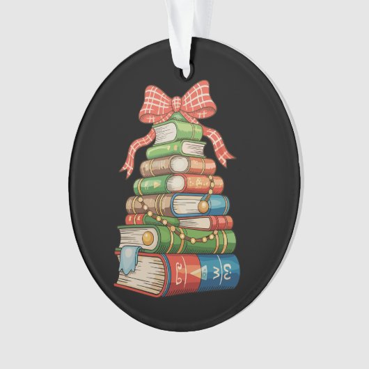 Christmas Tree Books Bow Reading Librarian Teacher Ornament (voorkant)