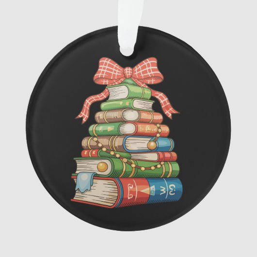 Christmas Tree Books Bow Reading Librarian Teacher Ornament (voorkant)