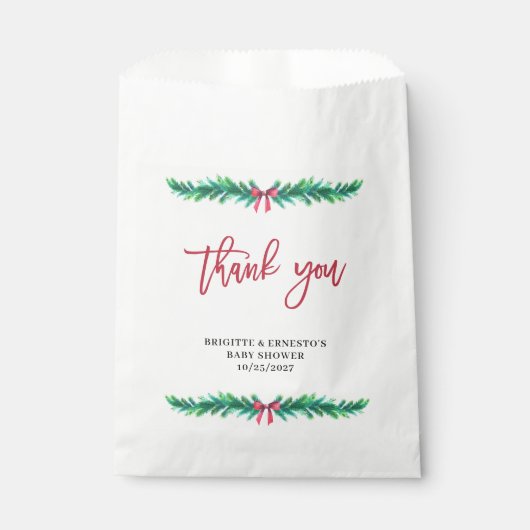 Christmas Tree Branch Baby shower Bedankzakje (Voorkant)