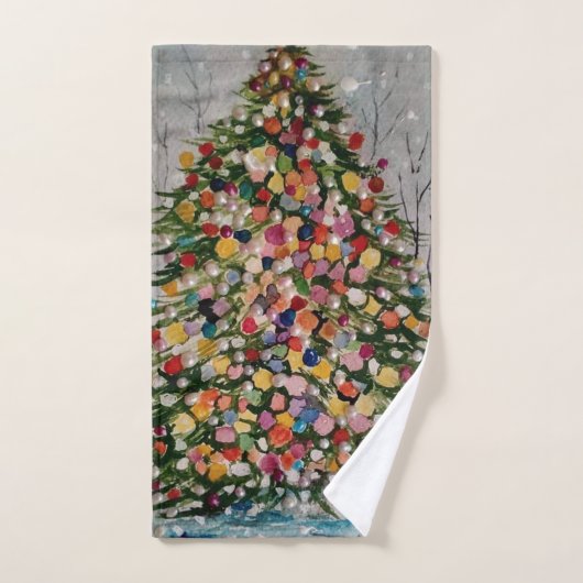 CHRISTMAS TREE BRIEFKAART HAND TOWEL HANDDOEK (Handdoek)
