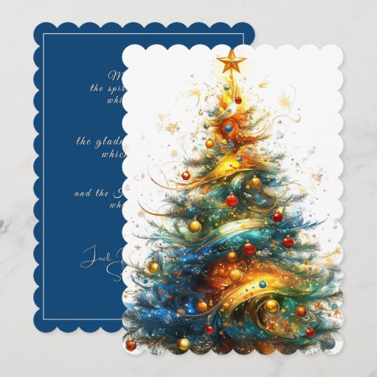 Christmas Tree Bright Colors Gold Star Feestdagenkaart (Voorkant / Achterkant)