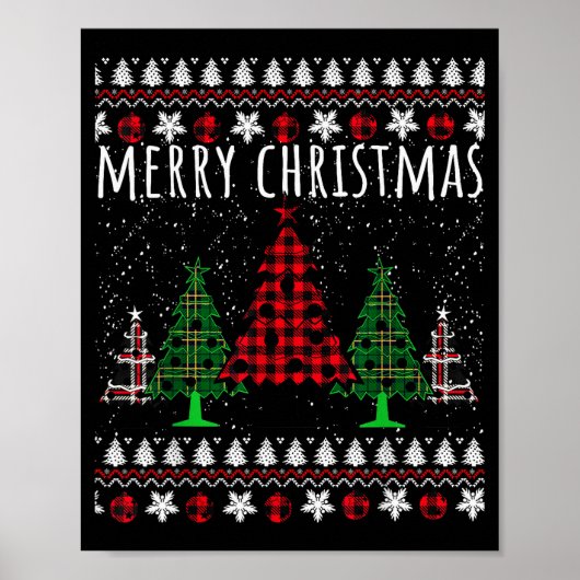 Christmas Tree Buffalo Gingham Plaid Poster (Voorkant)