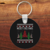 Christmas Tree Buffalo Gingham Plaid  Sleutelhanger (Voorkant)