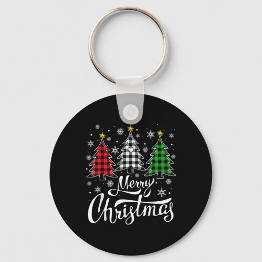 Christmas Tree Buffalo Plaid Red White Green Xmas  Sleutelhanger (Voorkant)