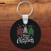 Christmas Tree Buffalo Plaid Red White Green Xmas  Sleutelhanger (Voorkant)