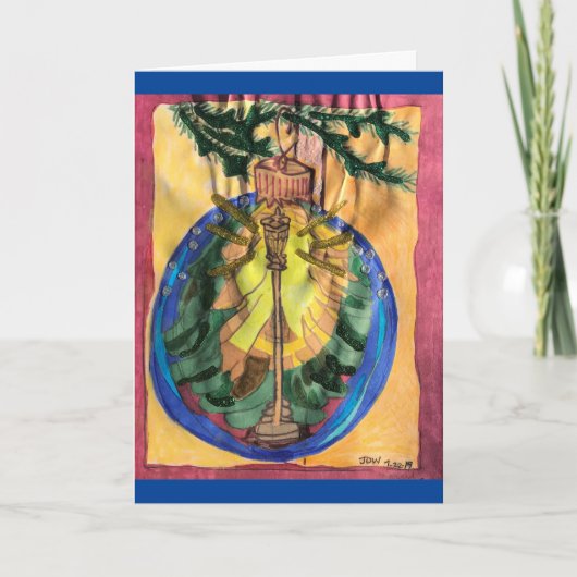 Christmas Tree Bulb wit Lamplight & Evergreen Tree Kaart (Voorkant)