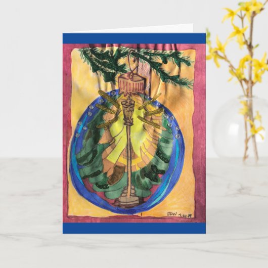 Christmas Tree Bulb wit Lamplight & Evergreen Tree Kaart (Gele Bloem)