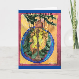 Christmas Tree Bulb wit Lamplight & Evergreen Tree Kaart