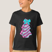 Christmas Tree Cake Coquette Bow Xmas Matching Fam T-shirt (Voorkant)