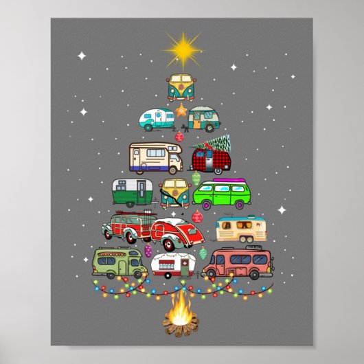 Christmas Tree Camper Vehicles Camping RVing Trail Poster (Voorkant)