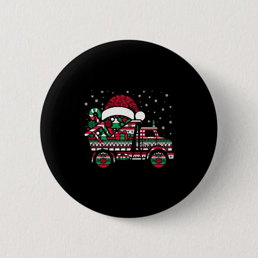 Christmas Tree Candy Dump Truck Christmas Boys Men Ronde Button 5,7 Cm (Voorkant)