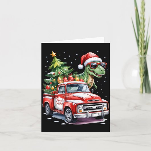 Christmas Tree Car Truck Dinosaur Trex Christmas B Kaart (Voorkant)
