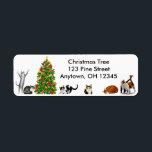 Christmas Tree Cats Label<br><div class="desc">Origineel kunstontwerp van katten onder de kerstboom door ontwerpster Carolyn McFann van Two Spinnende Cats Studio op aanpasbare labels voor feline fans. Bekijk hieronder een paar van onze producten (klik om naar dat product te gaan) en bezoek onze zeer artistieke winkels op:</div>