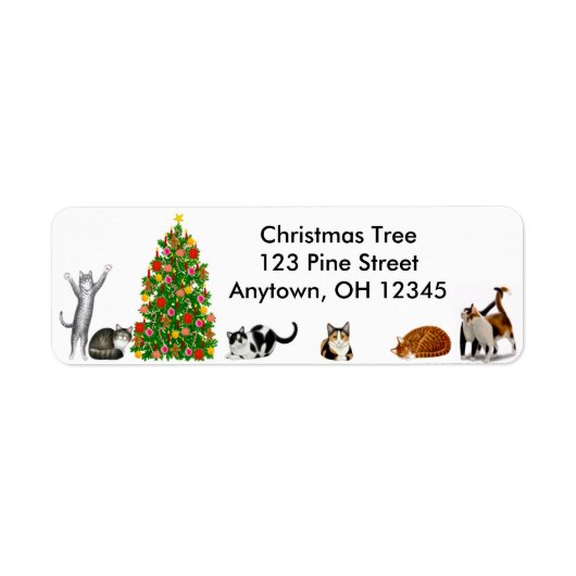 Christmas Tree Cats Label (Voorkant)