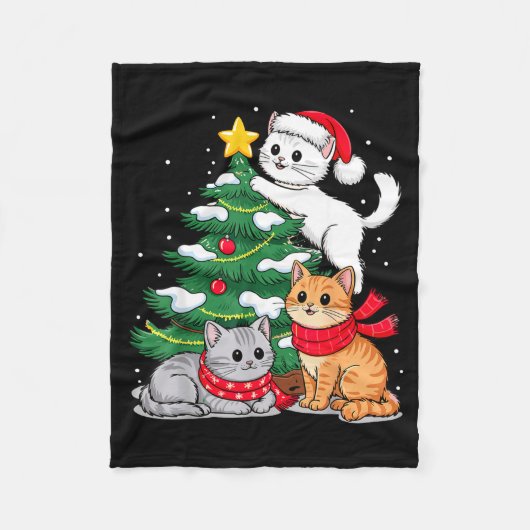 Christmas Tree Cats Xmas Fleece Deken (Voorkant)