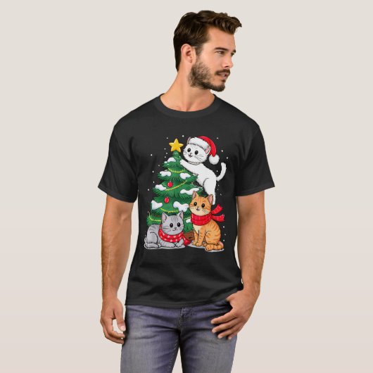 Christmas Tree Cats Xmas  T-shirt (Voorkant volledig)