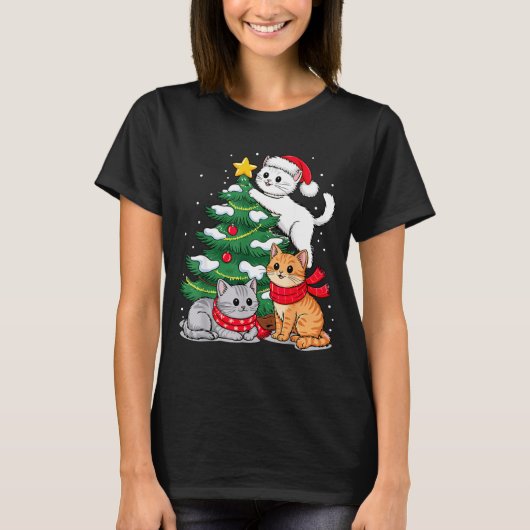 Christmas Tree Cats Xmas  T-shirt (Voorkant)